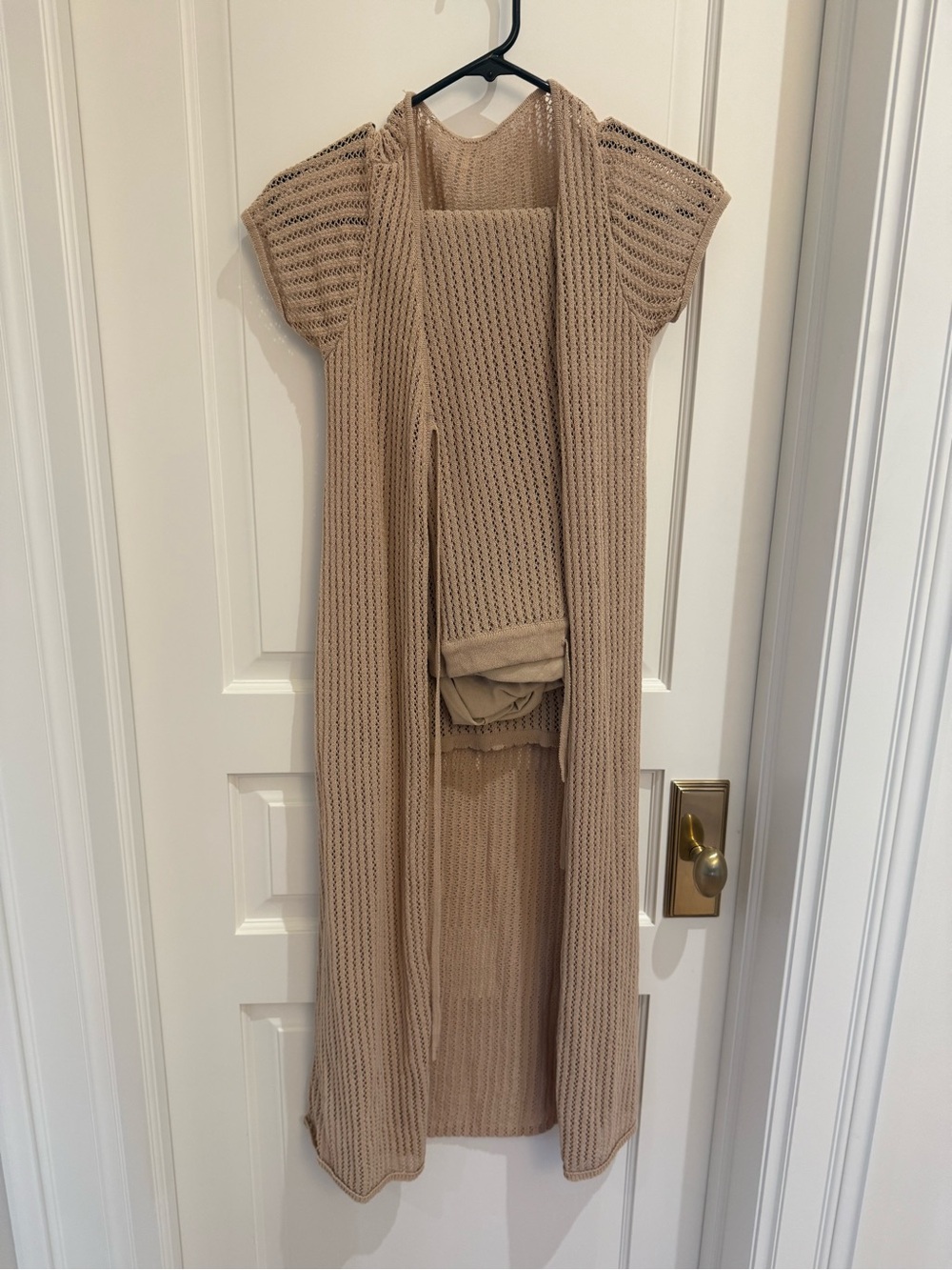 Zara Beige Open-Knit Maxi Dress